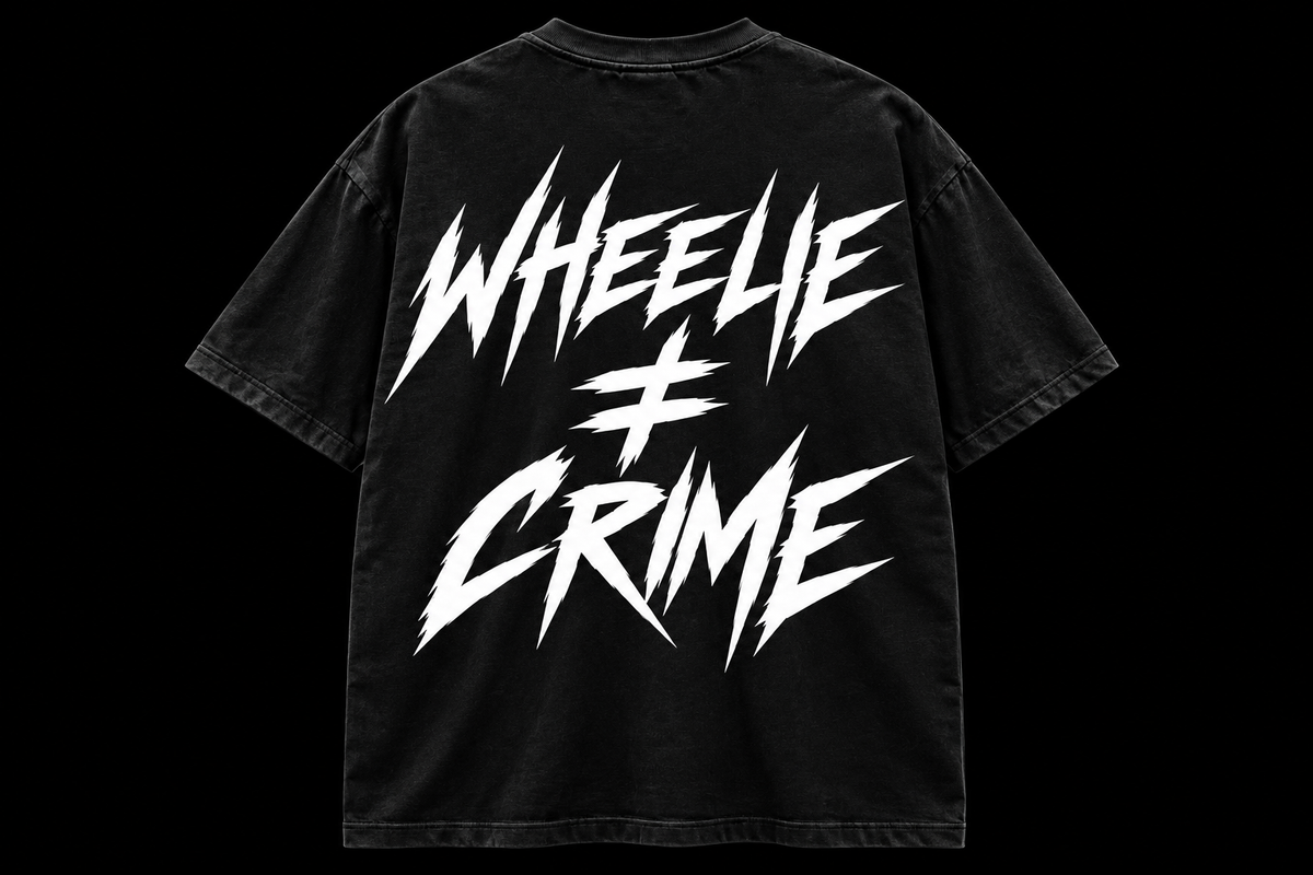 Stealth.Co (T-Shirt) Wheelie Doesn't Equal Crime